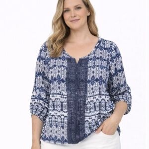 🌴 Como Vintage Aztec Embroidered Top